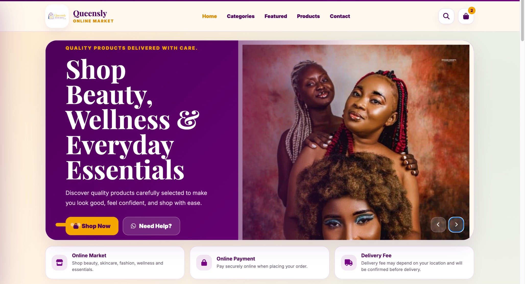 Queensly Online Market website
